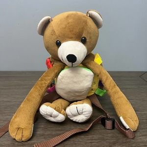 Buckle Toys Billy Bear Backpack and Mini Buster Square Travel Learning Toy Plush